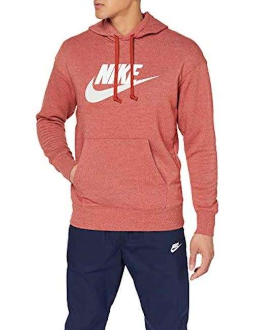 Nike Men`s Heritage Logo Pullover Hoodie Firewood Orange (LOOSE FIT) CN8752 895 - Size Small