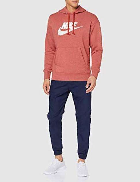 Nike Men`s Heritage Logo Pullover Hoodie Firewood Orange (LOOSE FIT) CN8752 895 - Size Small