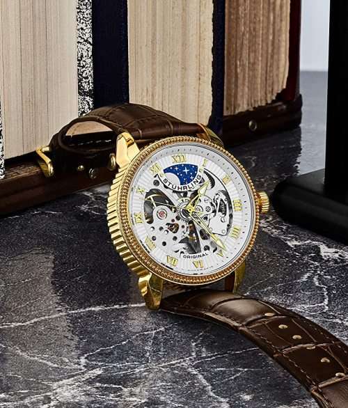 Stuhrling Original Special Reserve Automatic 40mm Skeleton Gold Tone Watch