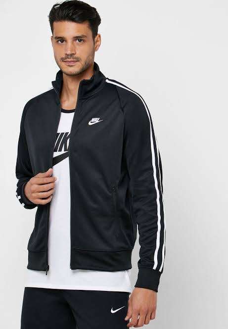 Nike Men`s Knit Warm Up Jacket N98 Black/White (LOOSE FIT) AR2244-010 - Size Medium
