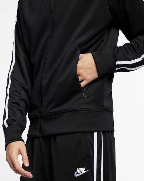 Nike Men`s Knit Warm Up Jacket N98 Black/White (LOOSE FIT) AR2244-010 - Size Medium