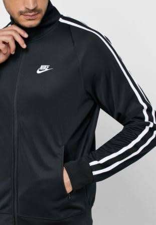 Nike Men`s Knit Warm Up Jacket N98 Black/White (LOOSE FIT) AR2244-010 - Size Medium