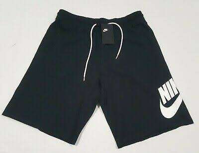 Nike Men`s Sportswear French Terry Alumni Shorts Black/White AT5267-010 - Size Large