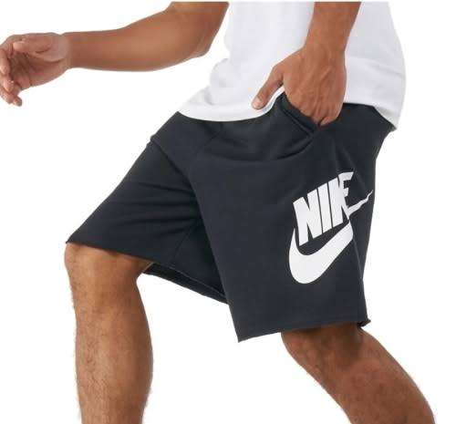 Nike Men`s Sportswear French Terry Alumni Shorts Black/White AT5267-010 - Size Large