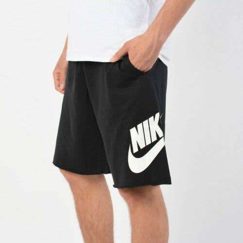 Nike Men`s Sportswear French Terry Alumni Shorts Black/White AT5267-010 - Size Large