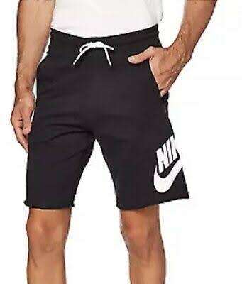 Nike Men`s Sportswear French Terry Alumni Shorts Black/White AT5267-010 - Size Large