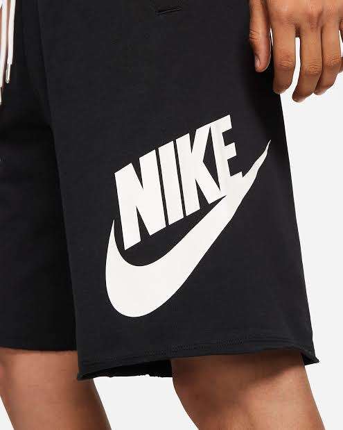 Nike Men`s Sportswear French Terry Alumni Shorts Black/White AT5267-010 - Size Large