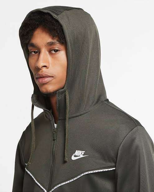 Nike Sportswear Men`s Full Zip Hoodie Green CZ7322-325 - Size Medium