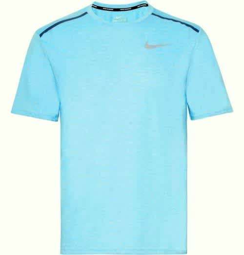 Original Men`s Nike Running DRI-FIT Tee Rise 365 Perforated Melange Blue AT3929-301 - Size Medium
