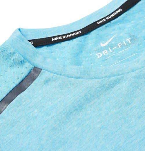 Original Men`s Nike Running DRI-FIT Tee Rise 365 Perforated Melange Blue AT3929-301 - Size Medium