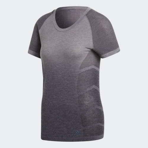 ADIDAS Women`s Ultra Primeknit Wool Short Sleeve Tee Grey/Black CF6003 - Size Small