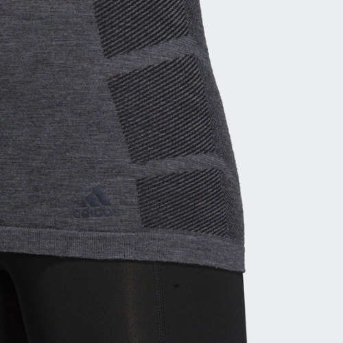 ADIDAS Women`s Ultra Primeknit Wool Short Sleeve Tee Grey/Black CF6003 - Size Small