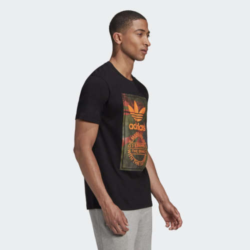 ADIDAS Men`s Camo Tongue Short Sleeve Tee Black EW3180 - Size Medium