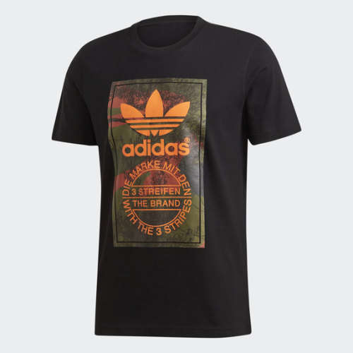 ADIDAS Men`s Camo Tongue Short Sleeve Tee Black EW3180 - Size Medium