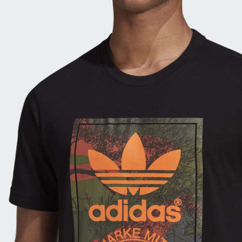 ADIDAS Men`s Camo Tongue Short Sleeve Tee Black EW3180 - Size Medium