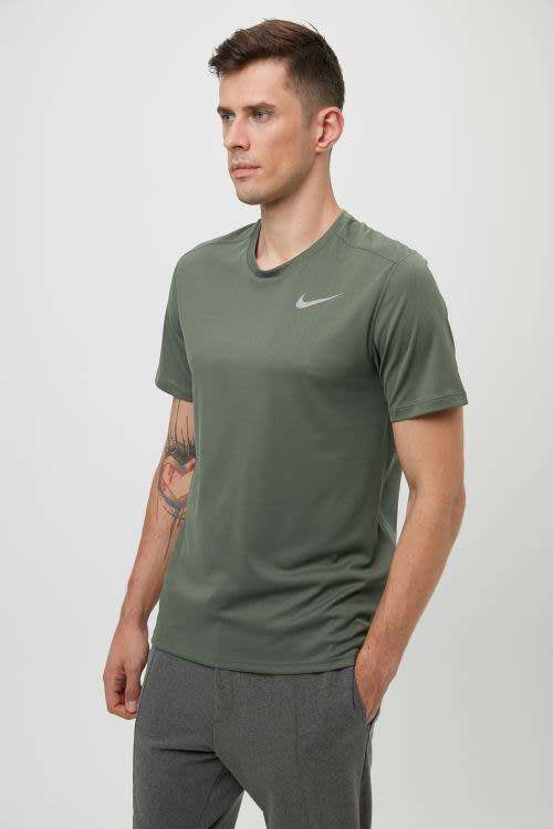 Nike Men`s Breath Run Mesh Short Sleeve Running Tee Juniper Fog 904634-326 - Size Extra Large