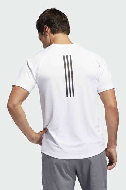 ADIDAS Freelift Sport Fitted 3-Stripes Tee White DW9826 - Size Medium