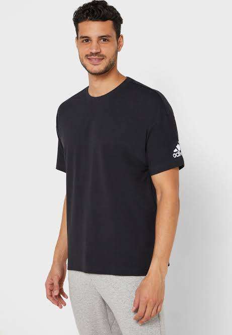 ADIDAS Men`s Must Have Plain Tee Black DT9908 - Size Large