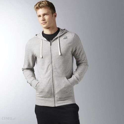 REEBOK Men`s Elements French Terry Full Zip Hoodie Grey BK5064 - Size Medium