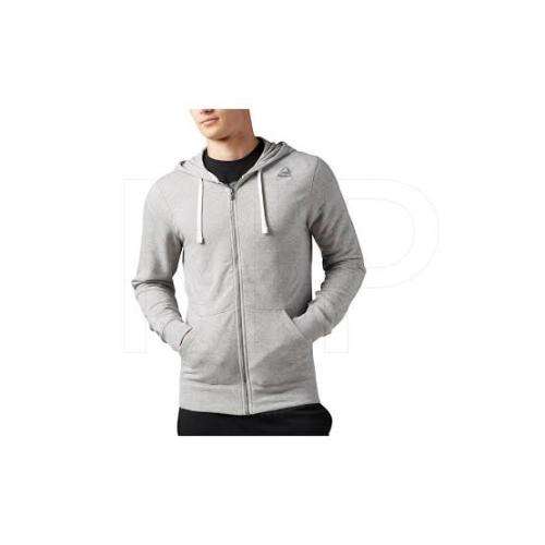 REEBOK Men`s Elements French Terry Full Zip Hoodie Grey BK5064 - Size Medium