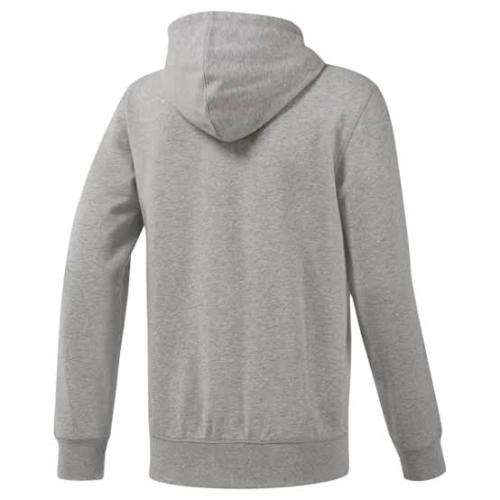 REEBOK Men`s Elements French Terry Full Zip Hoodie Grey BK5064 - Size Medium