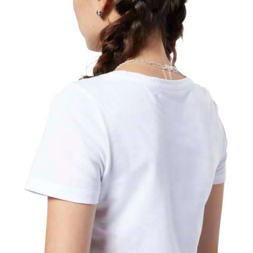 REEBOK Women`s Scoop Neck Tee White/Rebel Red EC2027 - Size Medium