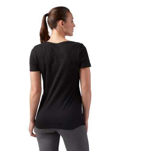 REEBOK Women`s Linear Read Scoop Neck Tee Black CF4455 - Size Large