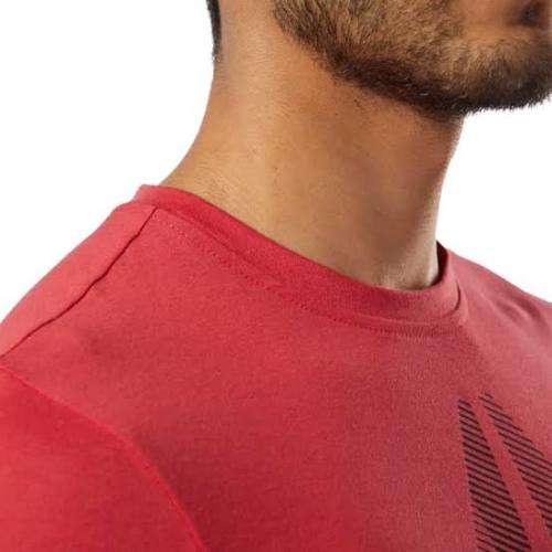 REEBOK Men`s Graphic Series One Series Training Shift Blur Tee Rebel Red DY7842 - Size Small