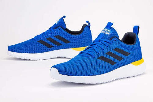 ADIDAS Men`s Lite Racer CLN Sneakers Sky Blue/Navy/ Yellow/White EG3138 - Size 9