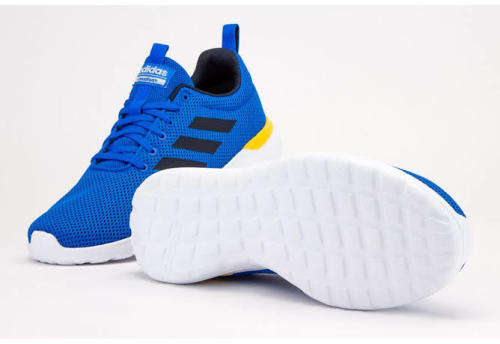 ADIDAS Men`s Lite Racer CLN Sneakers Sky Blue/Navy/ Yellow/White EG3138 - Size 9