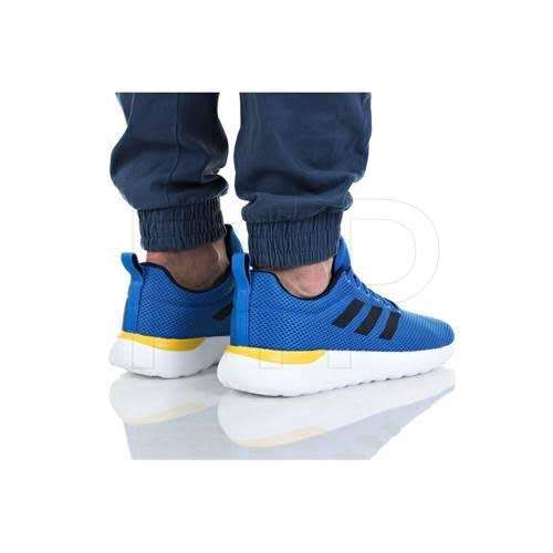ADIDAS Men`s Lite Racer CLN Sneakers Sky Blue/Navy/ Yellow/White EG3138 - Size 9