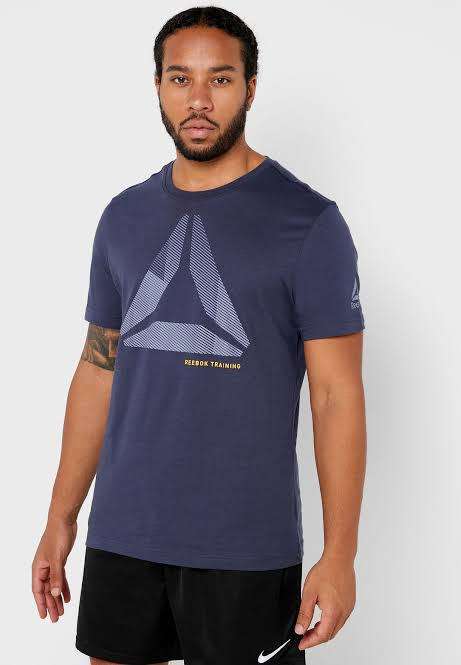 REEBOK Men`s Graphic Series One Series Training Shift Blur T-shirt Heritage Navy EC2085 - Size Small