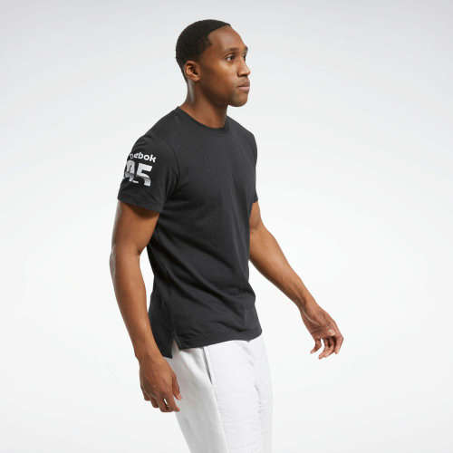 REEBOK Men`s MYT Graphic Tee Black FU3161 - Size Large