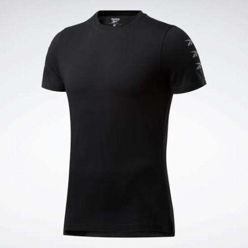 REEBOK Men`s MYT Graphic Tee Black FU3161 - Size Large