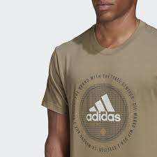 ADIDAS Men`s Universal Emblem Graphic Tee Cargo EW2871 - Size Large