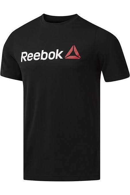 REEBOK Men`s Linear Read Tee Black CW5376 - Size Large