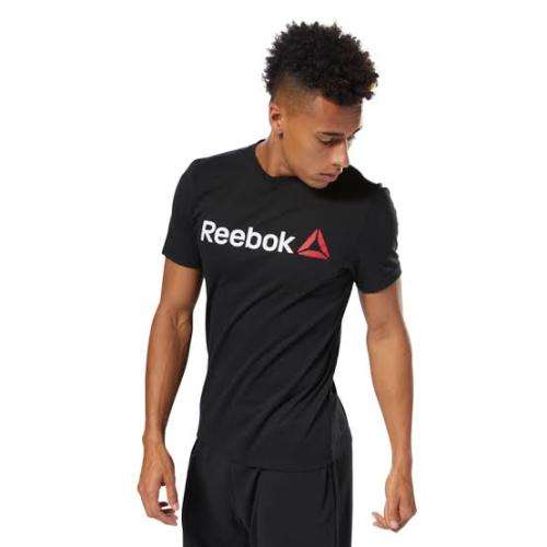 REEBOK Men`s Linear Read Tee Black CW5376 - Size Large