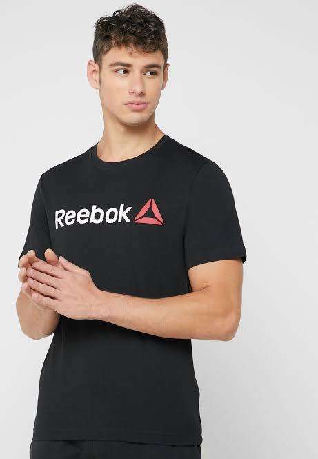 REEBOK Men`s Linear Read Tee Black CW5376 - Size Large