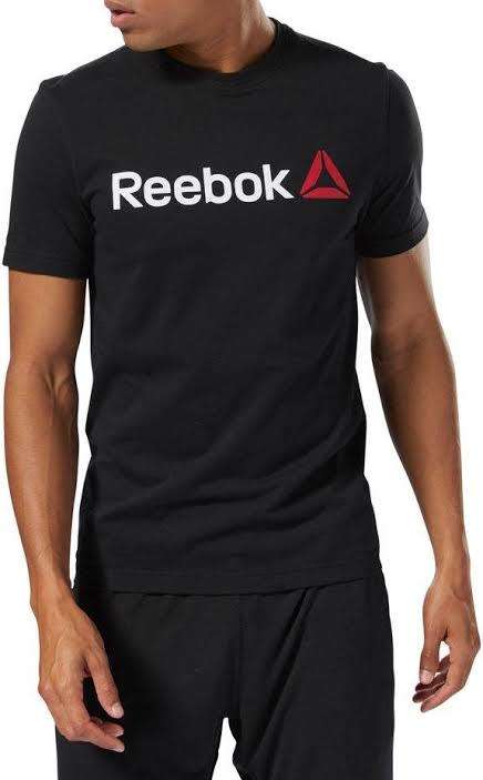 REEBOK Men`s Linear Read Tee Black CW5376 - Size Large