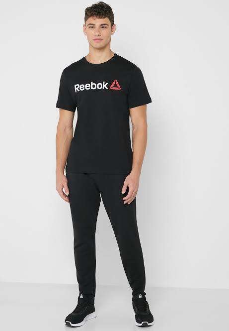 REEBOK Men`s Linear Read Tee Black CW5376 - Size Large