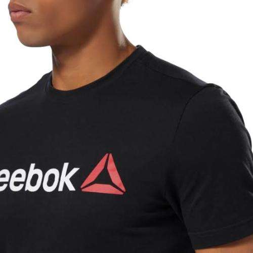 REEBOK Men`s Linear Read Tee Black CW5376 - Size Large