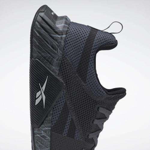 REEBOK Men`s Flashfilm Train 2.0 Shoes Black/True Grey 8/ Matte Silver FW8161 - Size 10.5