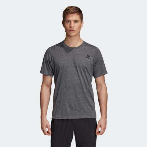 ADIDAS Men`s Freelift Sport Prime Heather Tee Black/Grey Four FH7985 - Size Extra Large