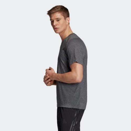 ADIDAS Men`s Freelift Sport Prime Heather Tee Black/Grey Four FH7985 - Size Extra Large