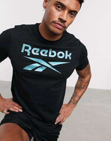 REEBOK Men`s Graphic Series Stacked Tee Black/Silver FS6106 - Size Medium