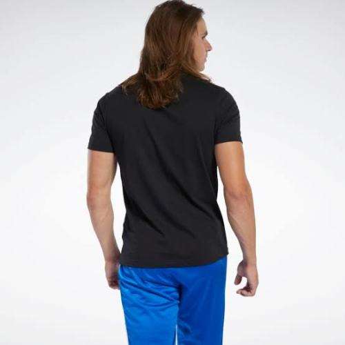 REEBOK Men`s Graphic Series Stacked Tee Black/Silver FS6106 - Size Medium