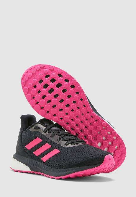 ADIDAS Women`s Astrarun Shoes Core Black/Shock Pink/Night Metallic EG5833 - Size 5