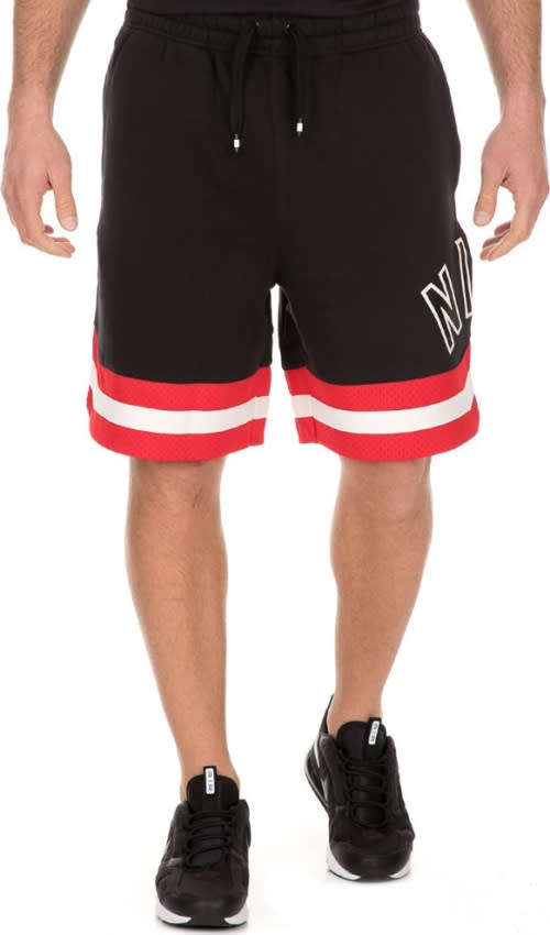 Nike Men`s Air Fleece Shorts Black/Red/White AR1829-010 - Size Medium