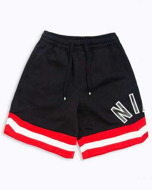 Nike Men`s Air Fleece Shorts Black/Red/White AR1829-010 - Size Medium