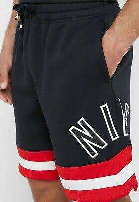 Nike Men`s Air Fleece Shorts Black/Red/White AR1829-010 - Size Medium